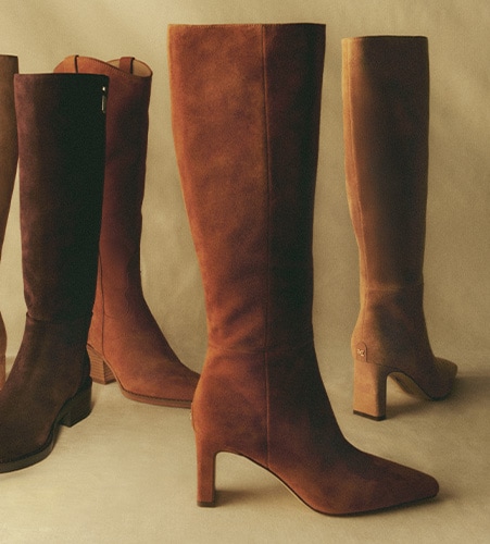 knee high boots in various colors