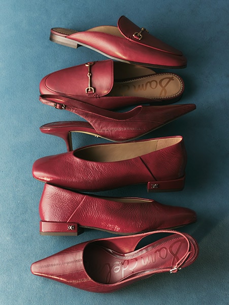 merlot and red colored shoes
