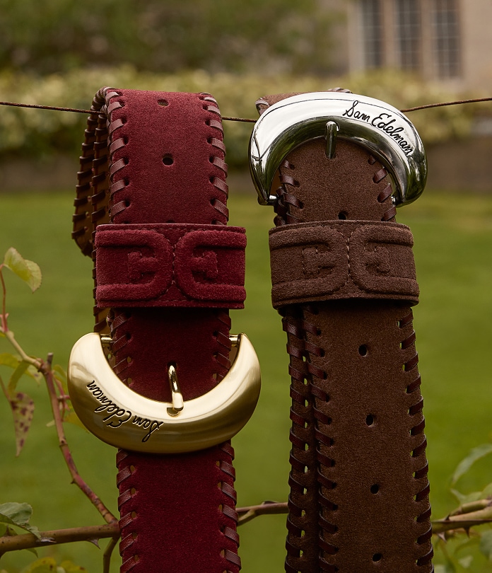 45MM Organic Buckle Belt in burgundy and brown