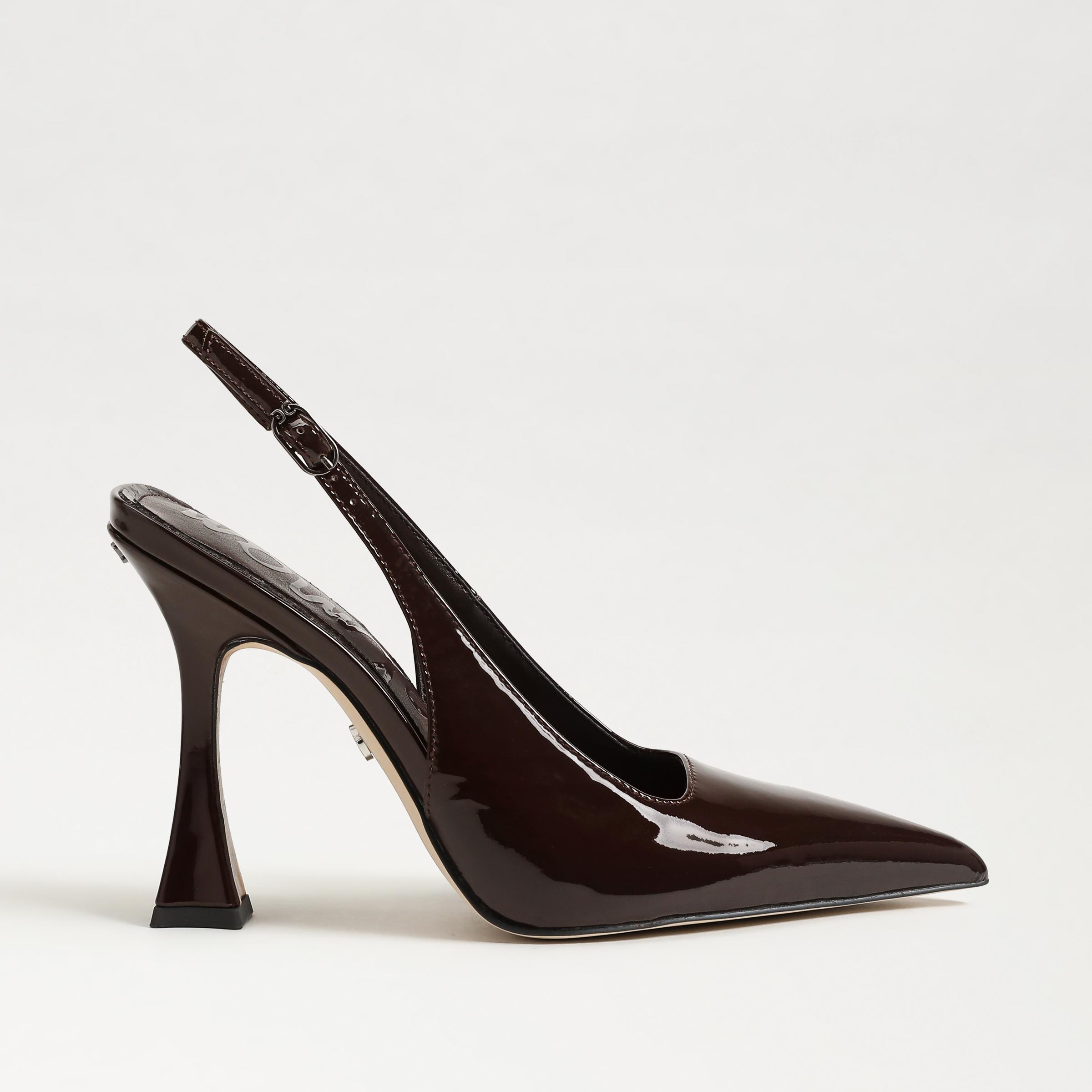 heels featuring the odette slingback pump in rich chocolate