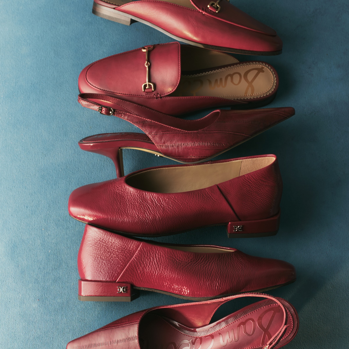a variety of red shoes
