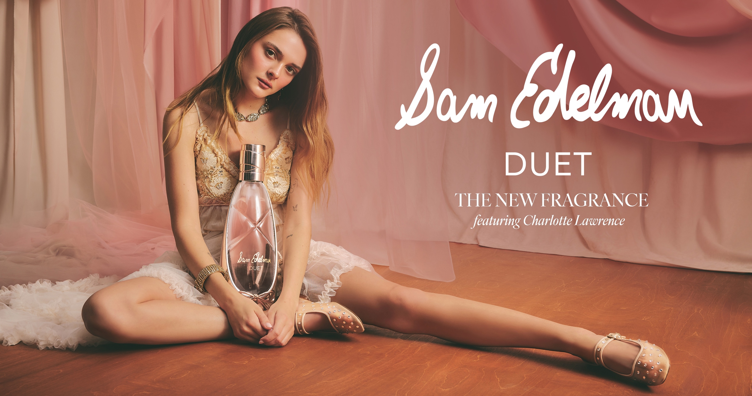 sam edelman duet. the new fragrance featuring charlotte lawrence