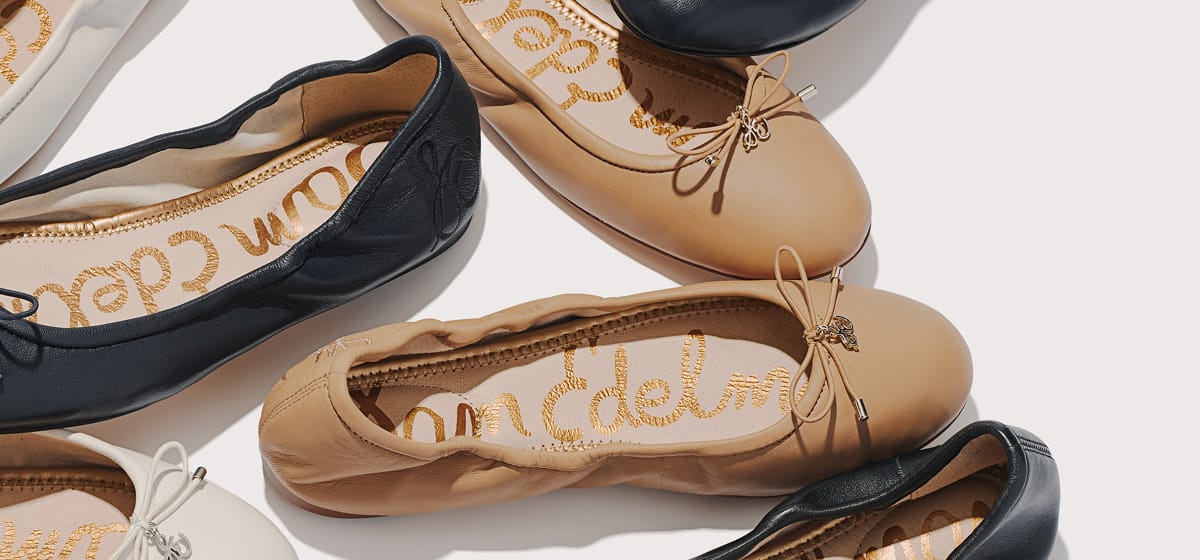 the iconic felicia ballet flat in various neutral colors