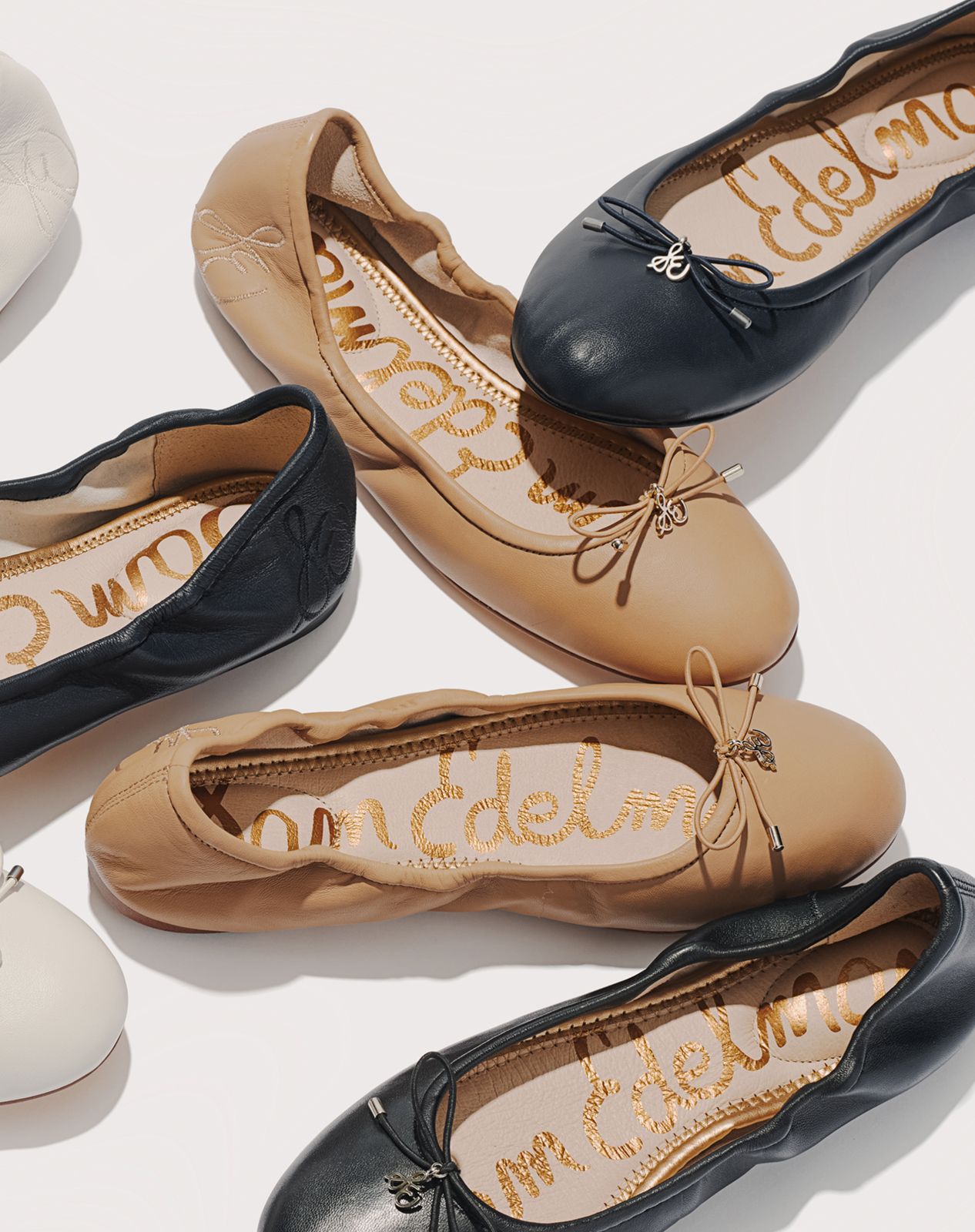 the iconic felicia ballet flat in various neutral colors