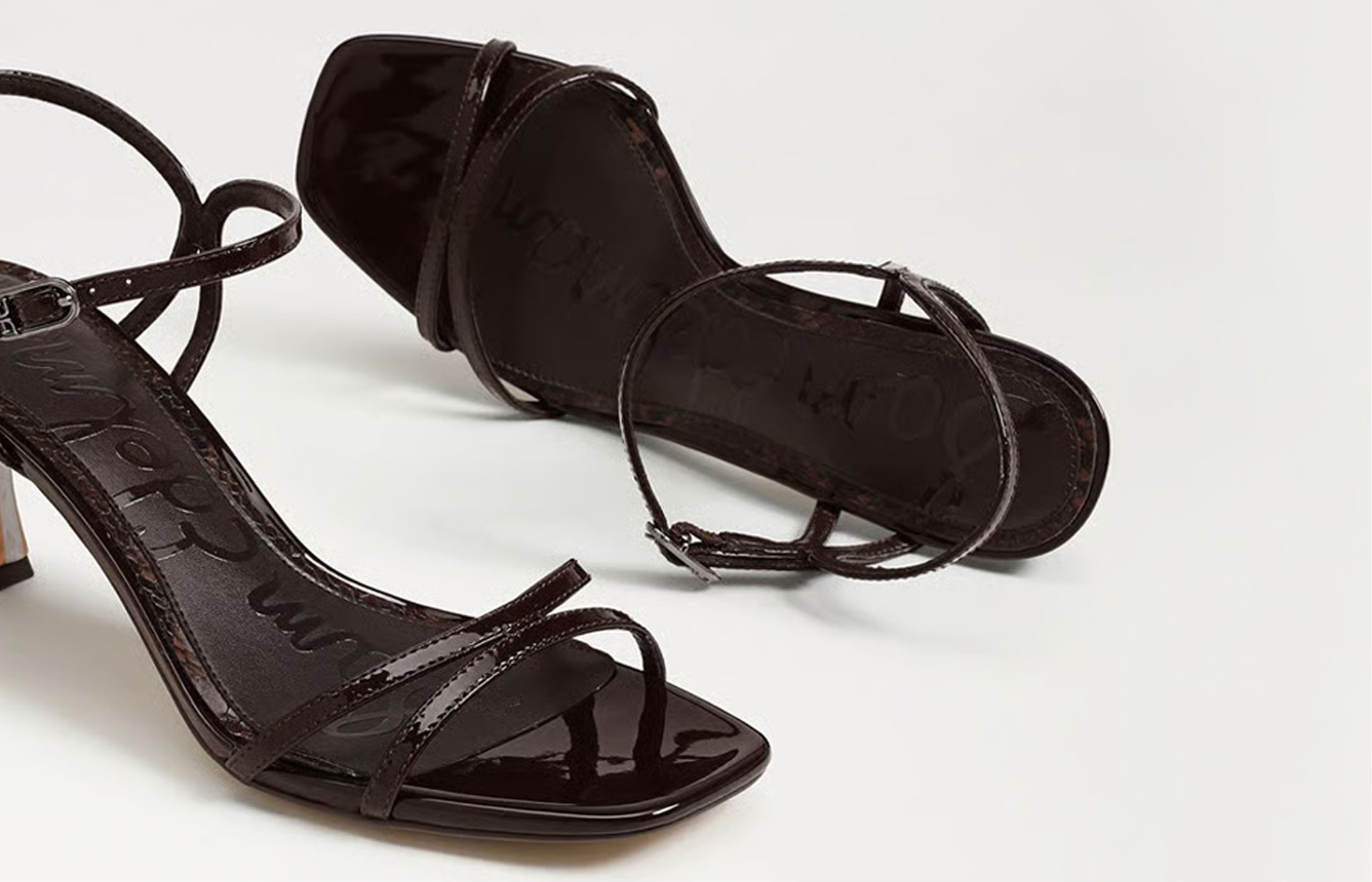 presley strappy kitten heel sandal in Color:  Rich Chocolate Patent Leather