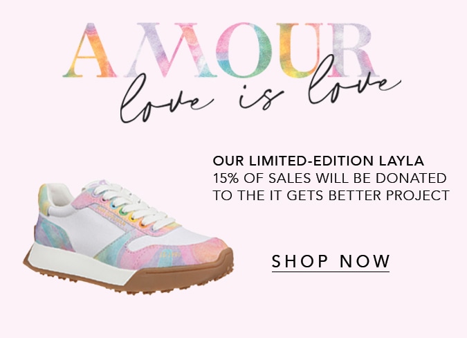 15% of sales from the limited edition Layla sneaker from Sam Edelman will be donated to the It Gets Better Project