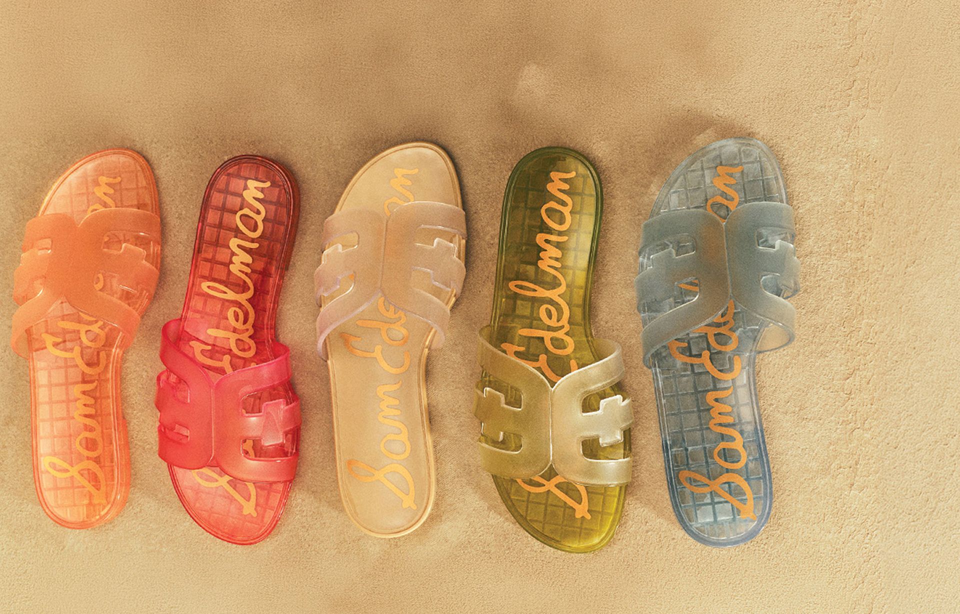 bay jelly slide sandal in all colors of the rainbow