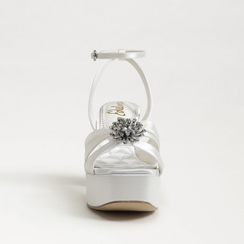 white dress sandals White Satin Flat Sandal with Pearls, Bridal Sandals, Wedding Sandals main image 0