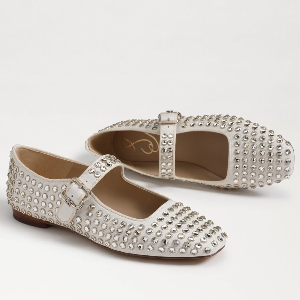 Sam Edelman Girls' Maeve Michaela Ballet Flats - Iridescent Sparkle With Buckle, Padded Insole, Size 4-6