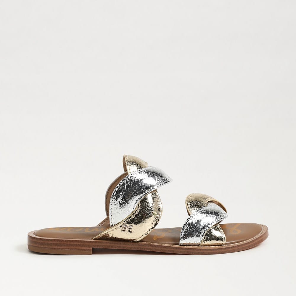 Ballerines Plates Sam Edelman Métallisées Or - Taille 5, Imprimé Serpent, Neuf Sans étiquette