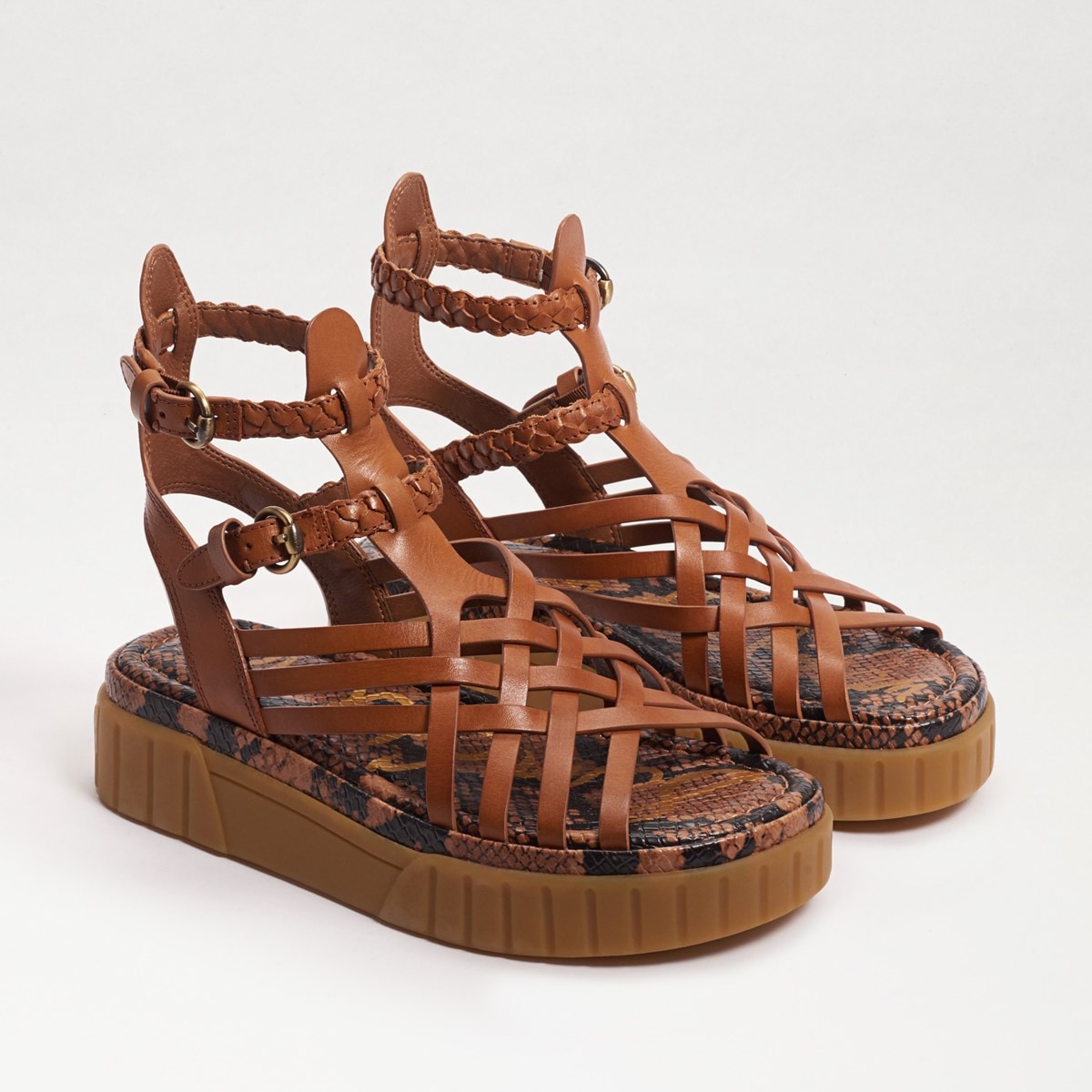 Geana Leather Wedge Sandals 