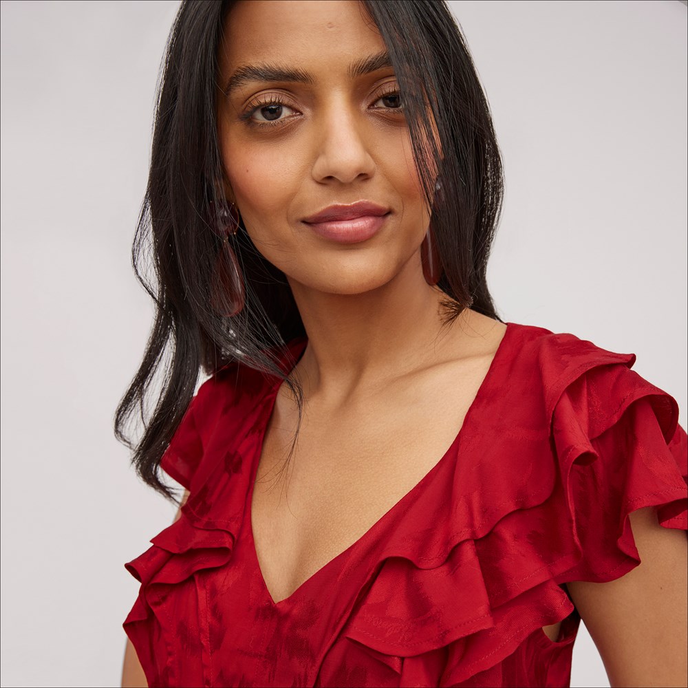 Sam Edelman Maila Ruffle Short Sleeve Top | Women's Tops