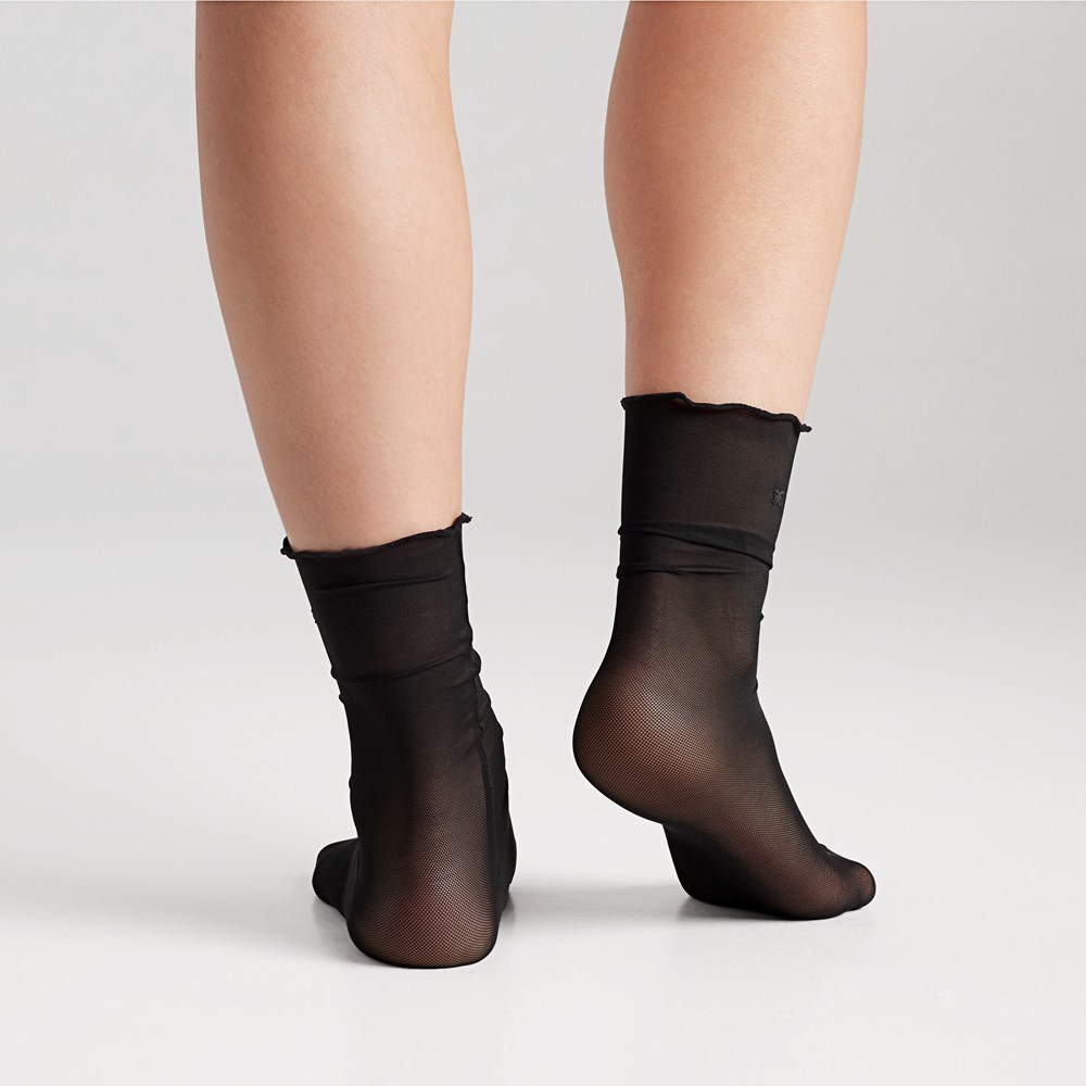 AMY Black Sheer Socks With A Star Pattern