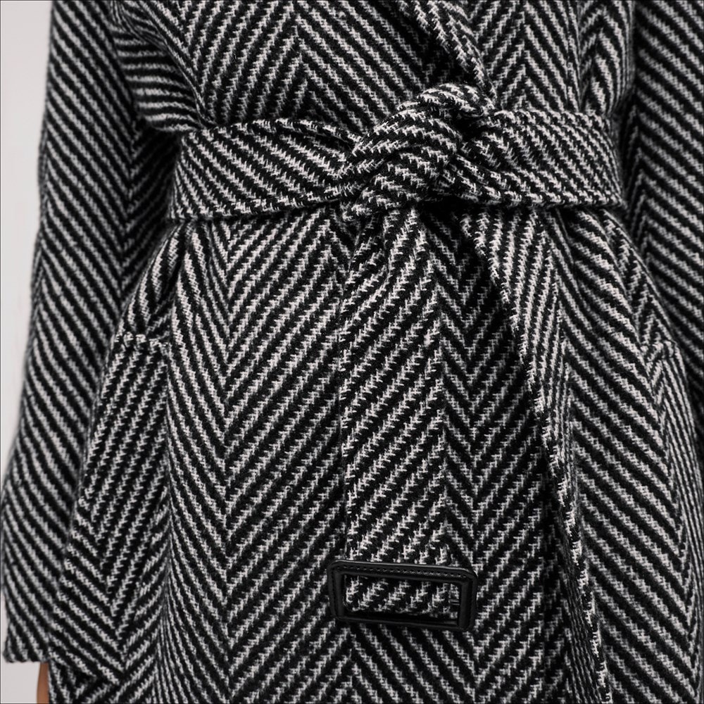 Power Shoulder Wool Coat - Front
