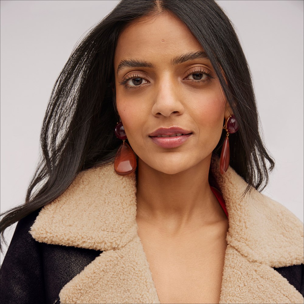 Asymmetrical Leather Jacket with Shearling