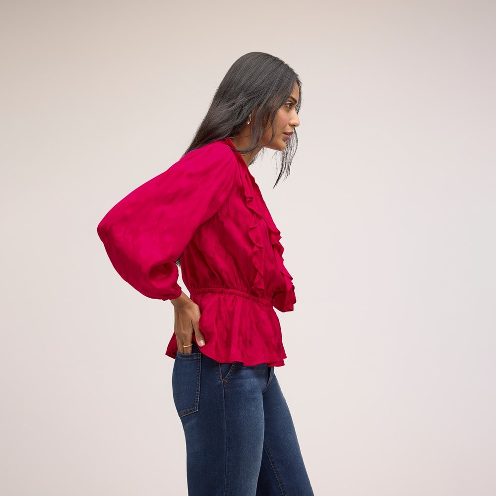試着のみ KAYLE WOOL CASHMERE PEPLUM BLOUSE