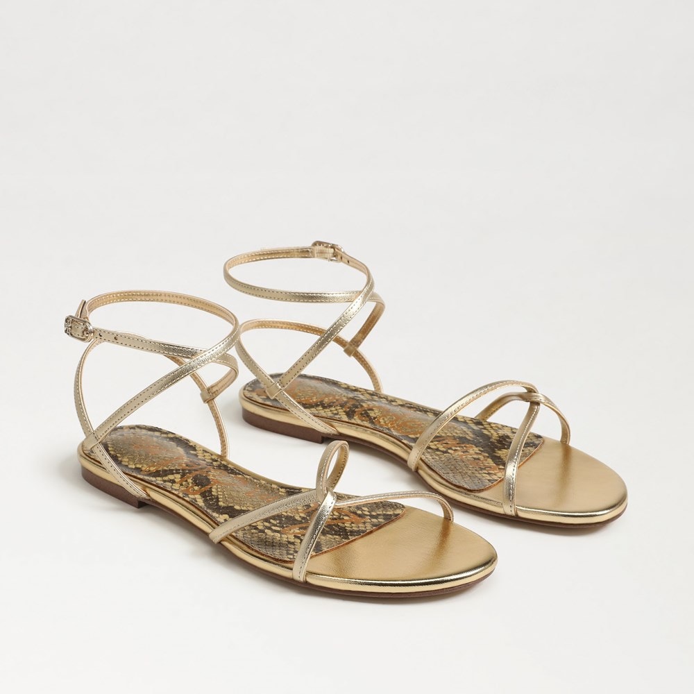 Ellina Strappy Flat Sandal Amber