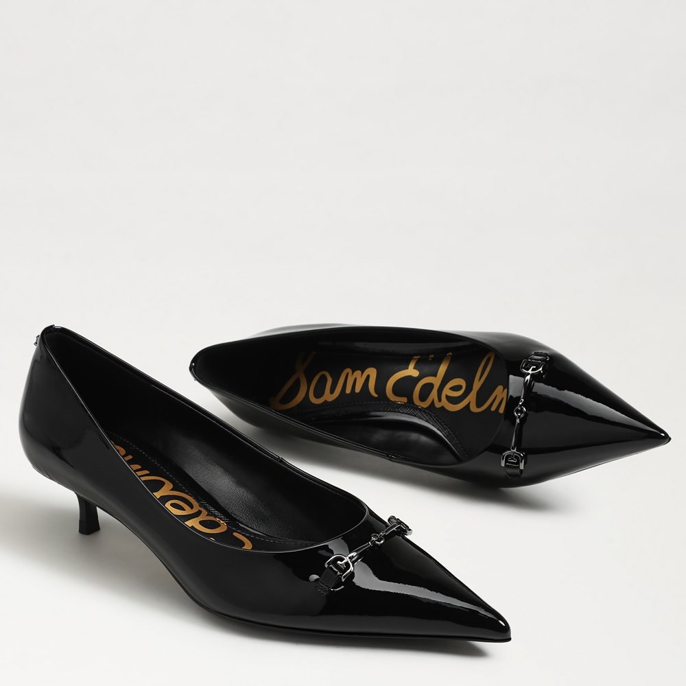 POINTED TOE BELTED サンダル　M BLACK Sam Edelman Kaya Pointed Toe Kitten Heel Pump | Women's Heels