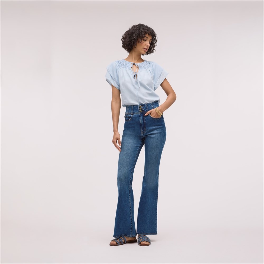 Sam Edelman High Rise Corset Skinny Flare Denim | Women's