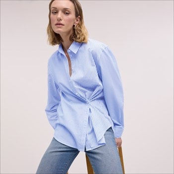 FACETASM SHORT SLEEVE SHIRT ASSYMETRICAL BELTED 5 COTTON