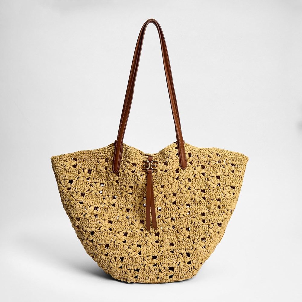 Sam Edelman Layla Floral Raffia Fan Tote Women's Handbags