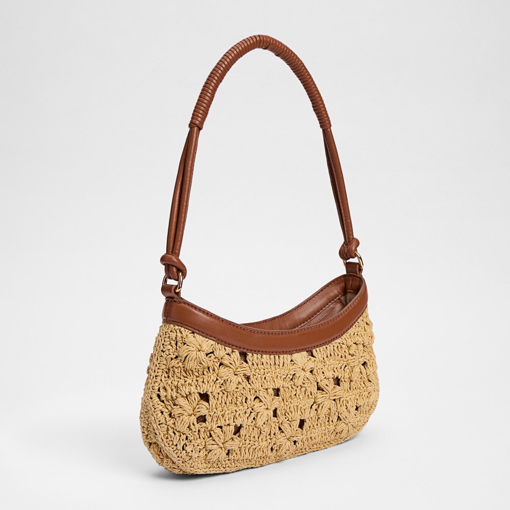 Layla Floral Raffia Shoulder Bag - Back