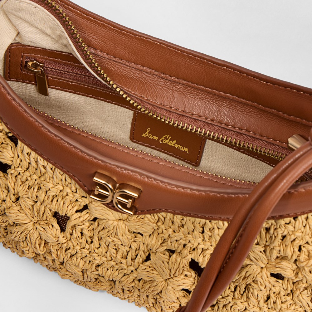 Layla Floral Raffia Shoulder Bag - Front
