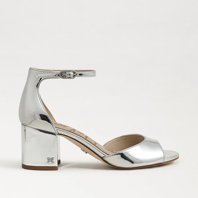 mid block heel sandals silver