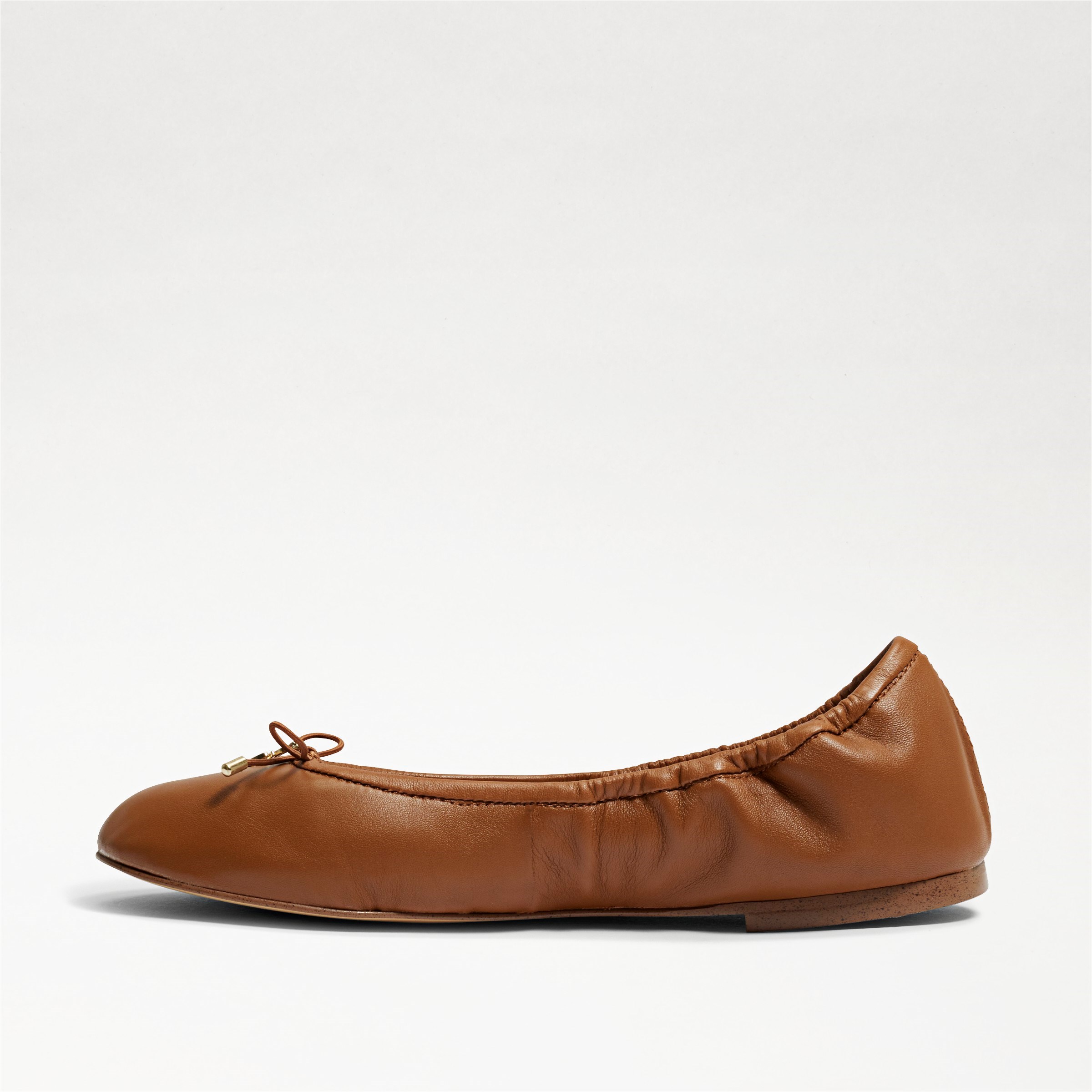 Leather Elastic Brown Beige Flat Ballet Shoes Bow Ribbon Round Toe AU Sz 6-8.5 