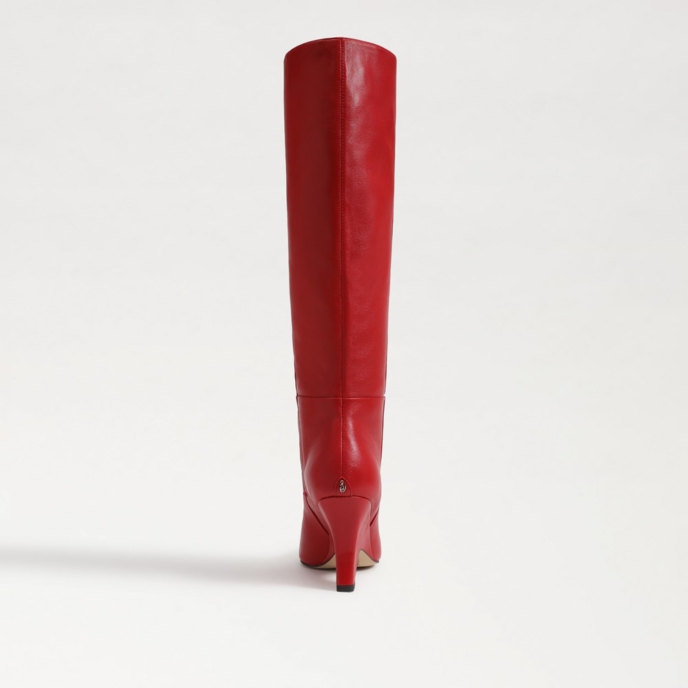 Knee high red shop boots uk