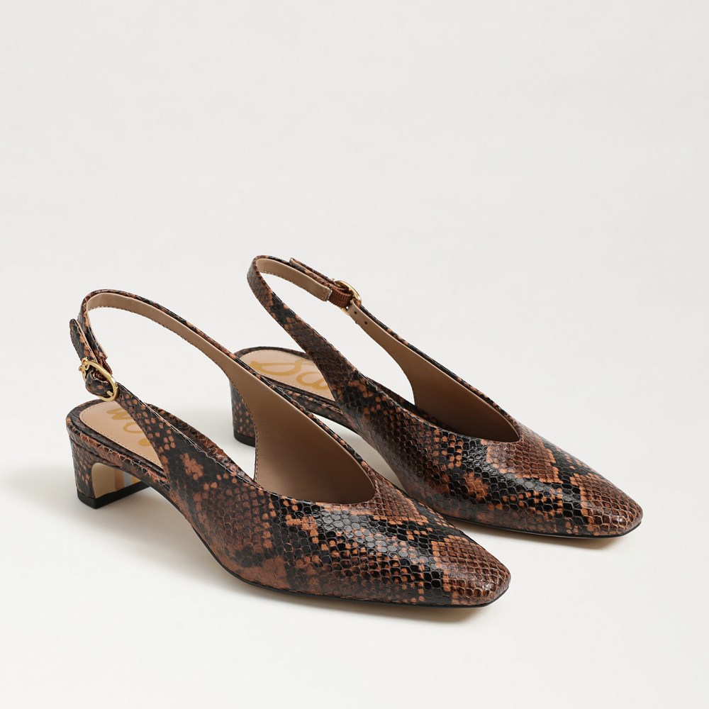 【threetimes】24fw Classic logo slingback Brand New Gucci X Adidas Logo Leather Slingback Pump Women's