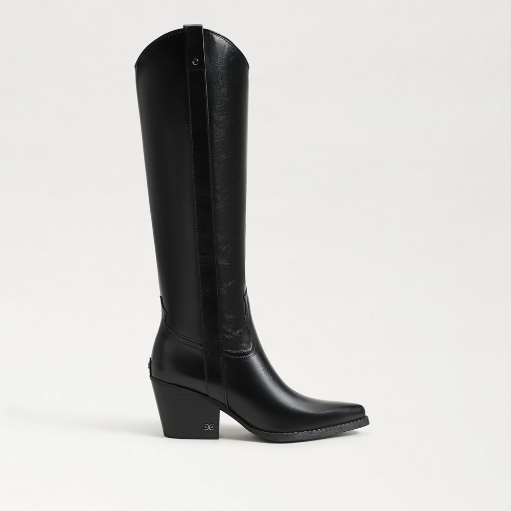 Hiand Knee-High Boots [BO2403] ブラック Stretch Knee Heel Boots-Black | Boden Global