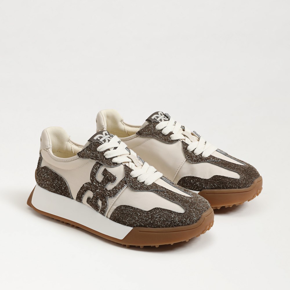 Taupe/Off White leather