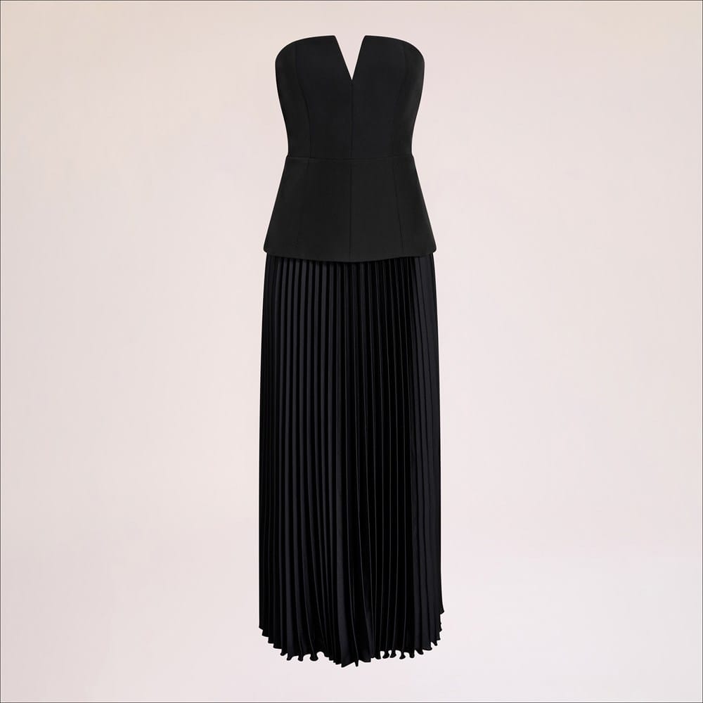 open lace back dress Women's Pleated Golden Maxi Dress | Vixen Collection