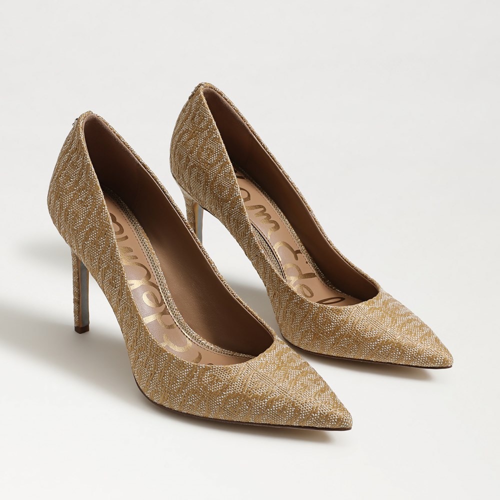 Hazel Pointed Toe Pump Sand Faux Raffia