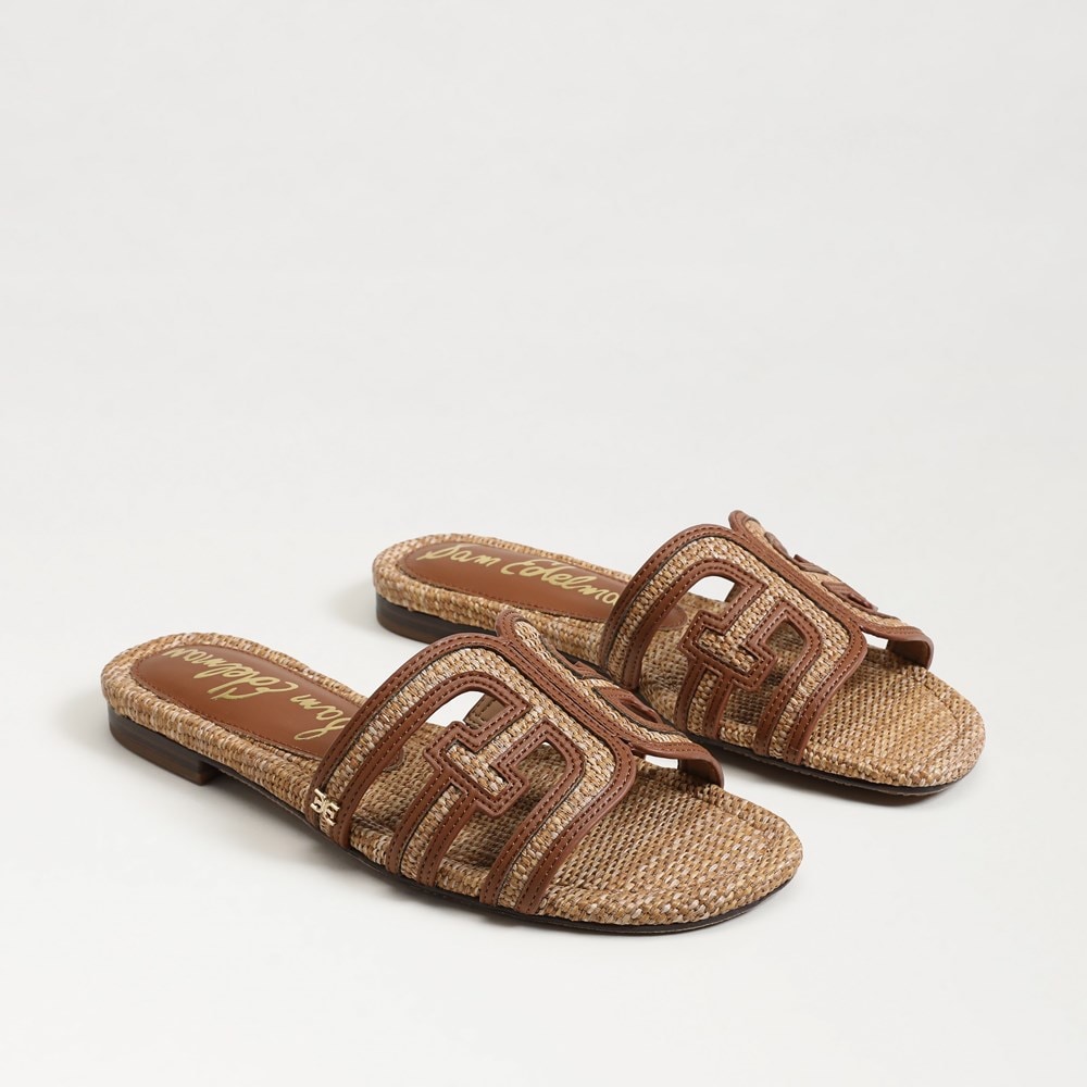 Bay Multicolor Slide Sandal Twany Tan Faux Raffia