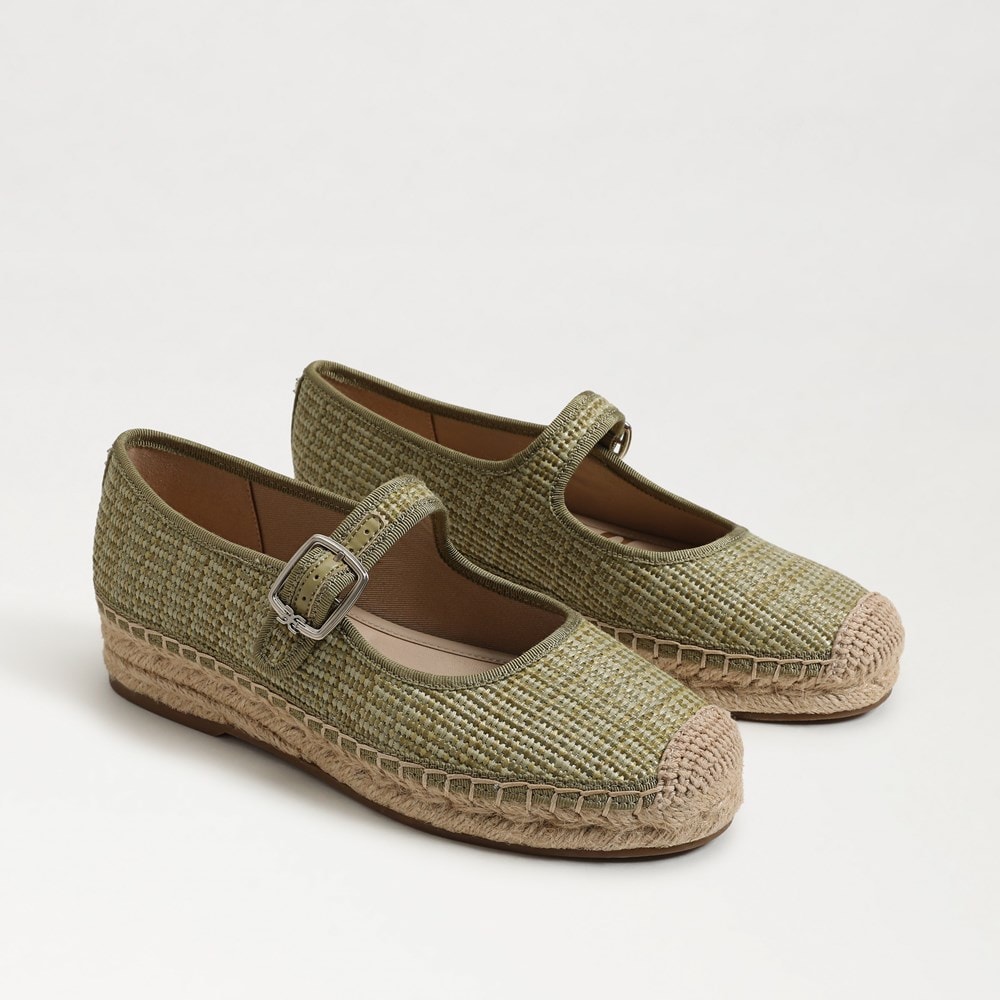 Mackie Espadrille Mary Jane Washed Sage Faux Raffia