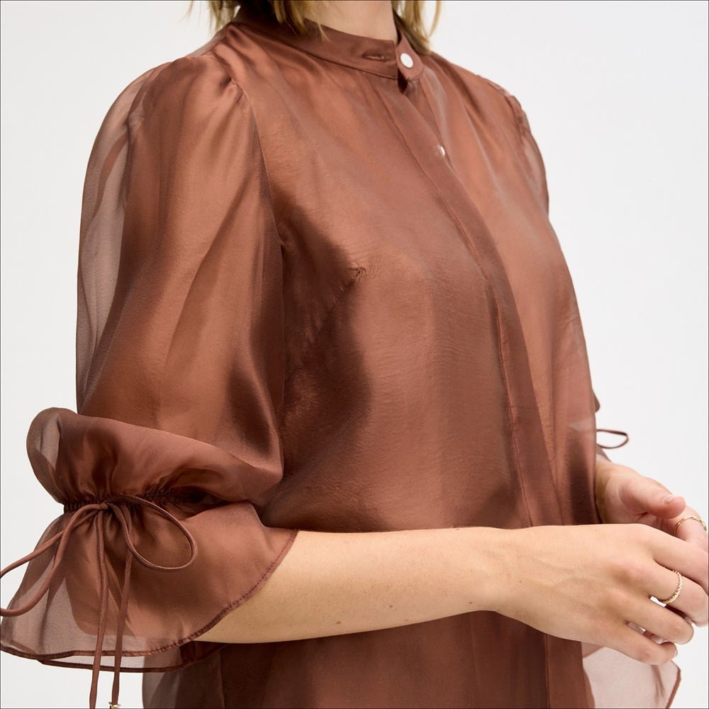 Sam Edelman Sheer Blouson Sleeve Shirt | Women's Tops