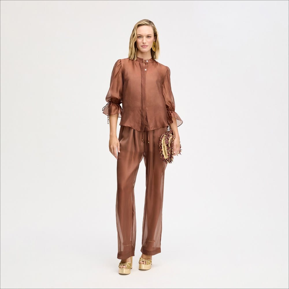Sam Edelman Sheer Blouson Sleeve Shirt | Women's Tops