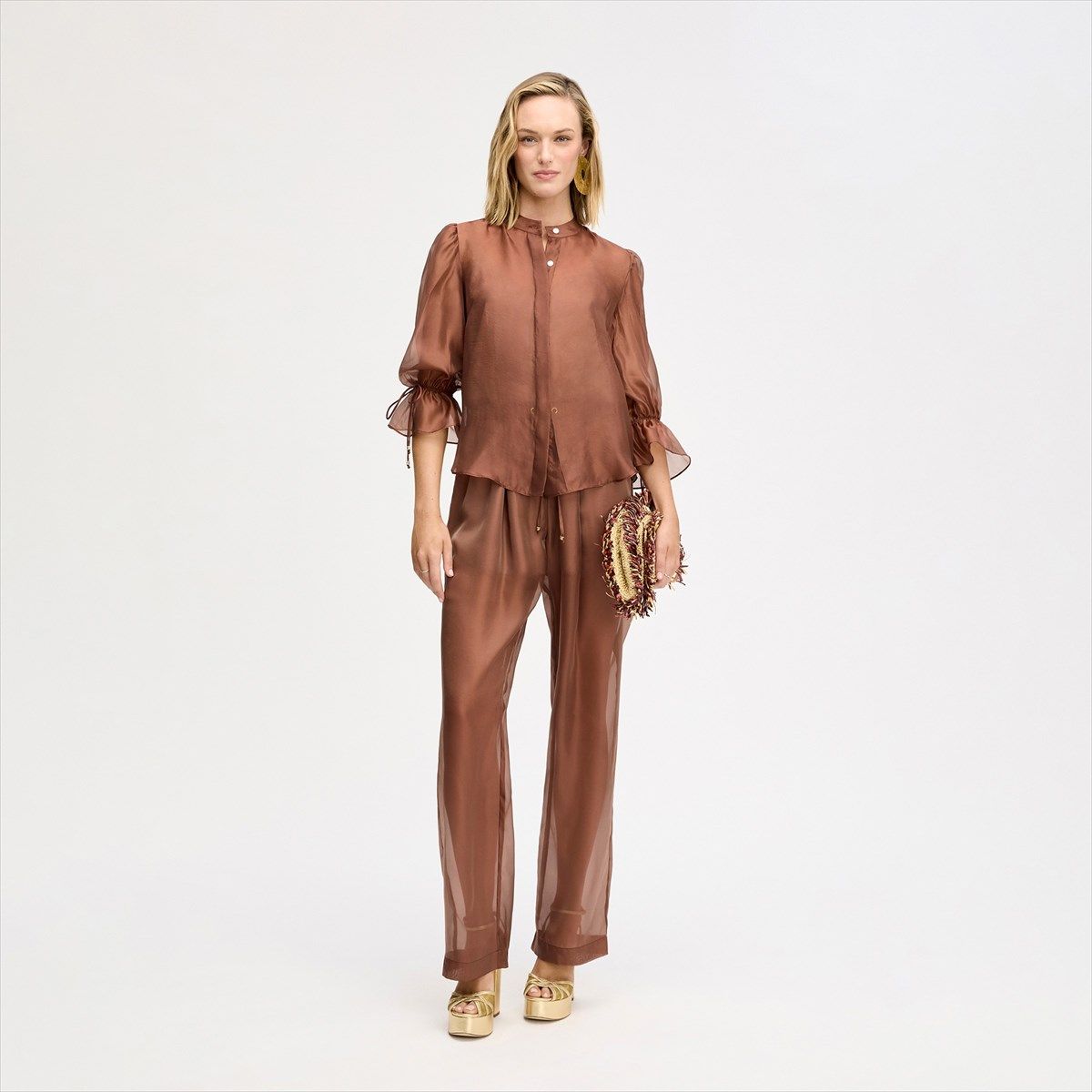 Blouse Femme Brannan Multicolore - Taille L, Manches Courtes, Col Carré - Occasion Très Bon état