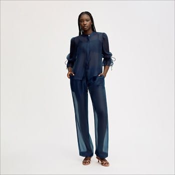 Sam Edelman Sheer Blouson Sleeve Shirt | Women's Tops