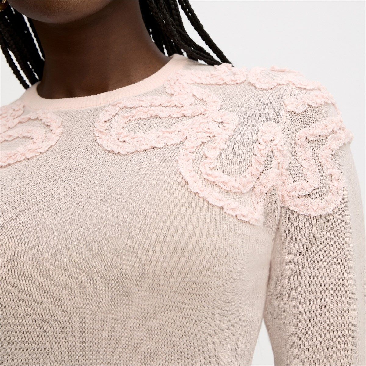 Long Sleeve Ruffle Detail Sweater by Sam Edelman