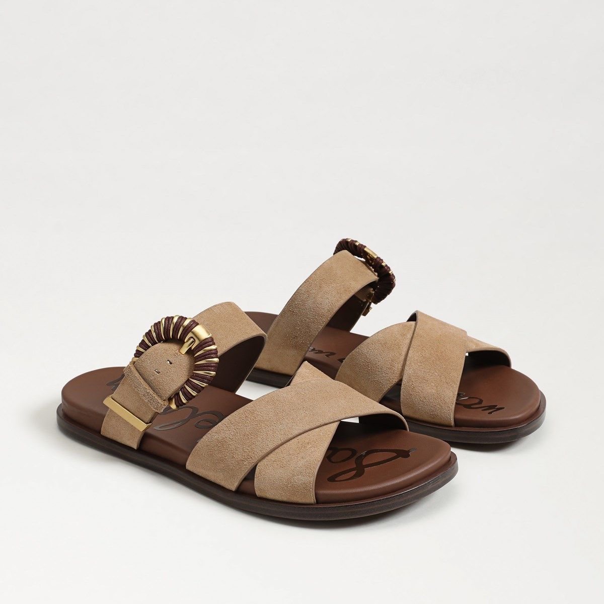 GOODMAN ?? BLACK REAL  OSTRICH LEATHER COMFORT FLAT SUMMER SANDALS Stuart Weitzman Flat sandals for Women | Online Sale up to  main image 2