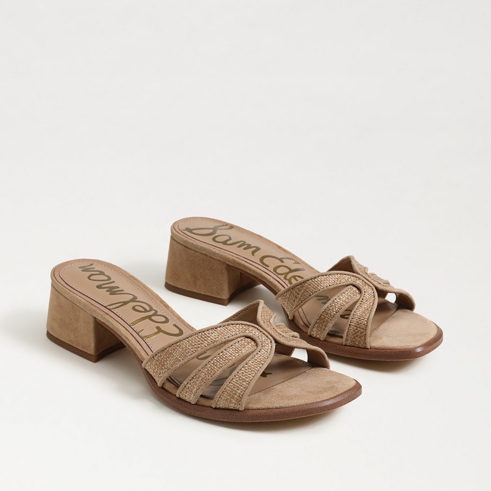 Farrin Block Heel Slide Sandal Buff Tan