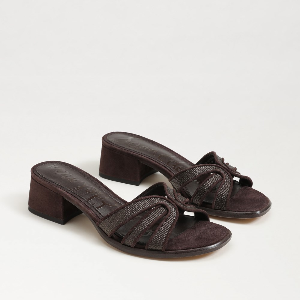 Farrin Block Heel Slide Sandal Caf Noir