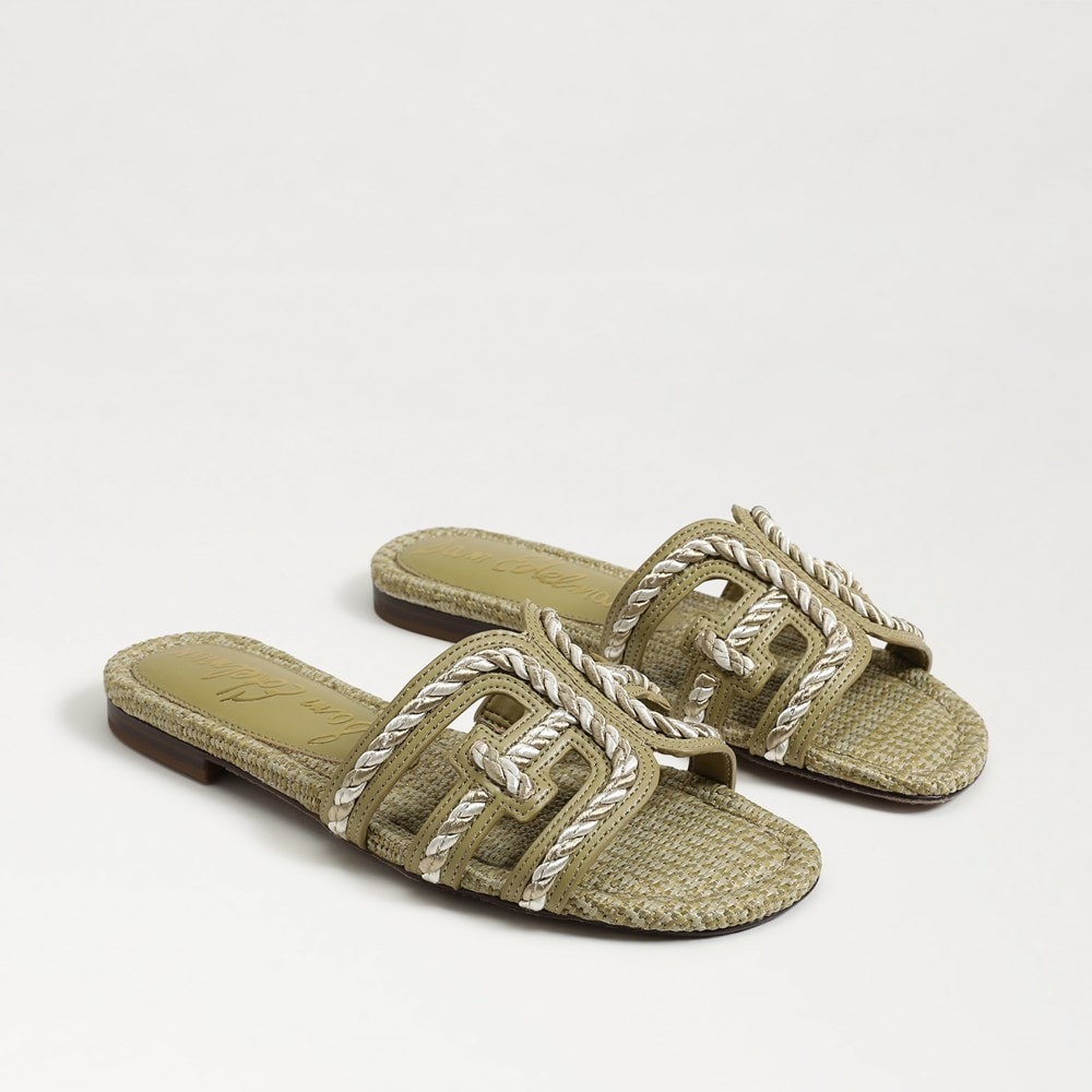 Bay Twist Slide Sandal Washed Sage Faux Raffia