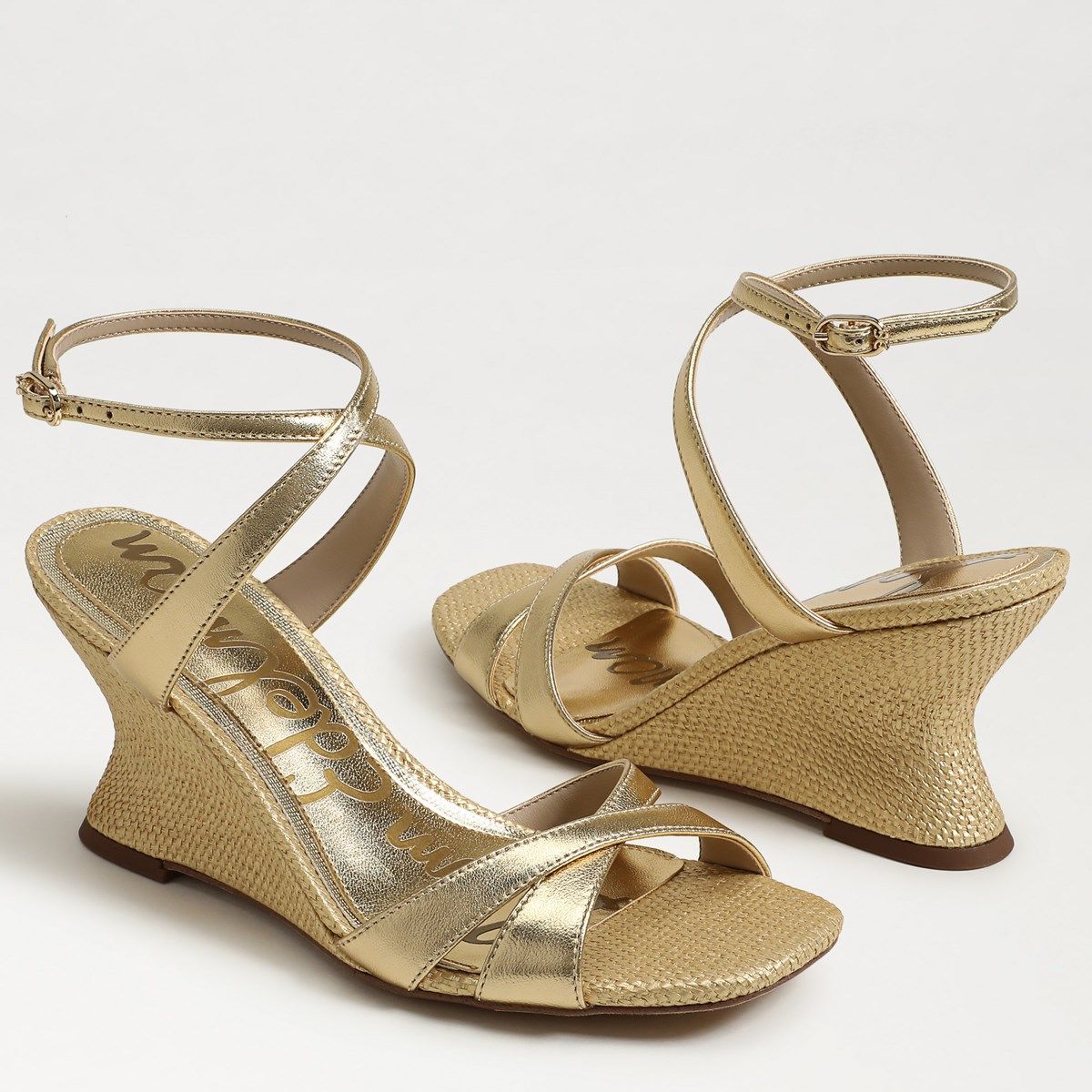 slim fit dress slacks Miss April Wedge Sandal in Gold - Kids main image 0