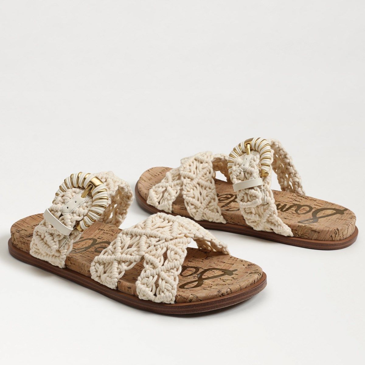 Sam Edelman Sandalo piatto da donna Hellen, Avorio moderno., 35 EU