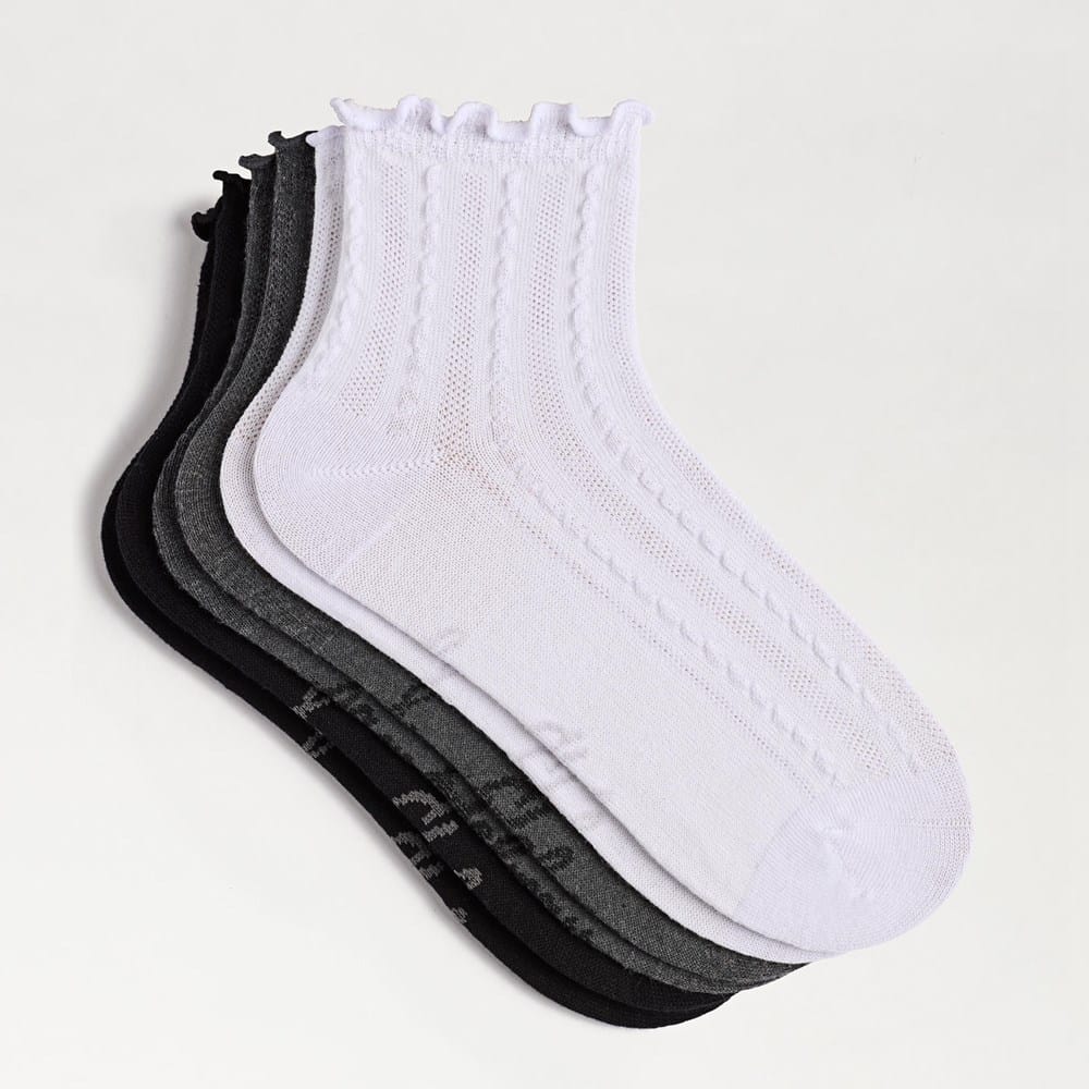 Sam Edelman 3 Pack Cotton Blend Pointelle White/Grey/Black