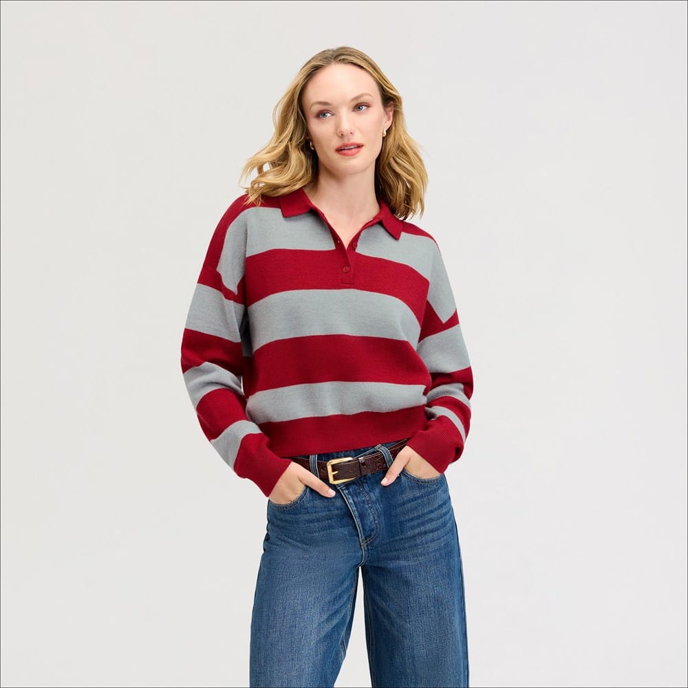 Cinched Waist Polo Cranberry
